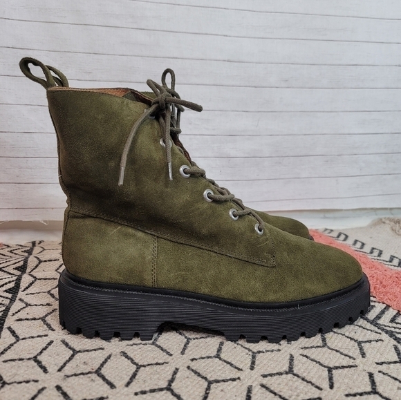MADEWELL The Rayna Lace-Up Lugsole Suede Boot in Cargo Green, sz 11 - Picture 2 of 16